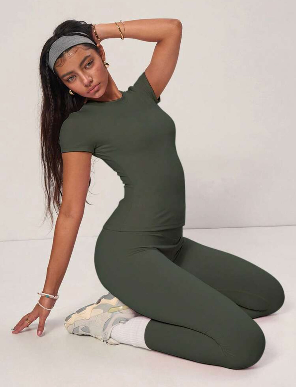 Women’s Army Green Two Peice Sportswear Set