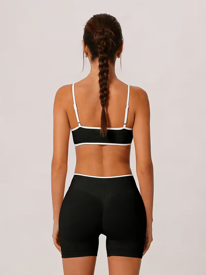 Sports Bra with Removable Pads and High Waisted Shorts Set