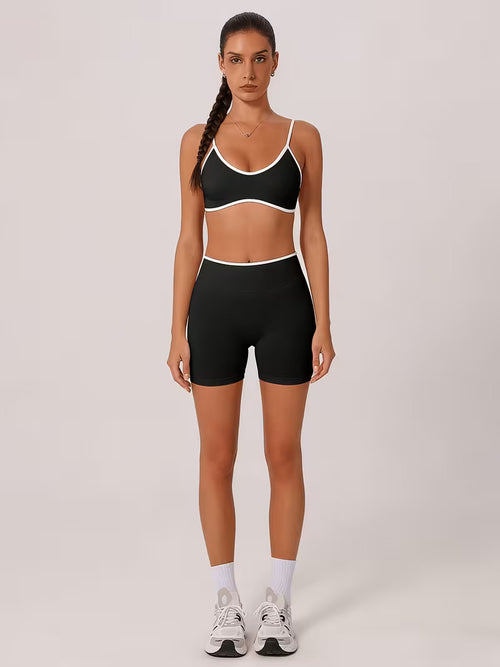 Sports Bra with Removable Pads and High Waisted Shorts Set